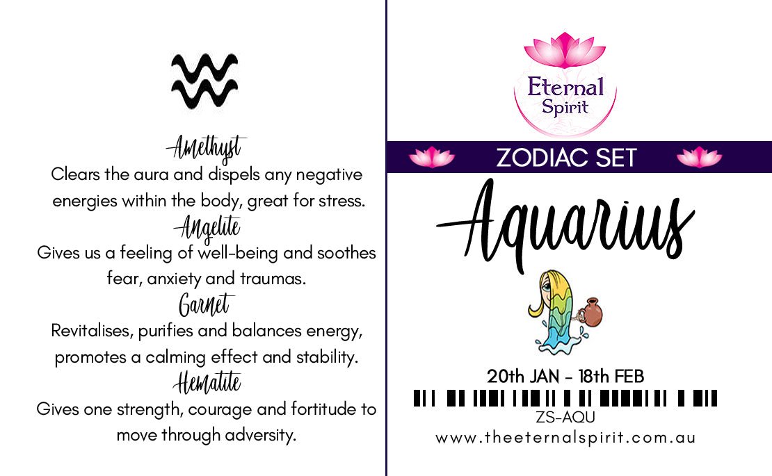Tumbled crystals from Aquarius zodiac set, stones revealed — Eternal Spirit