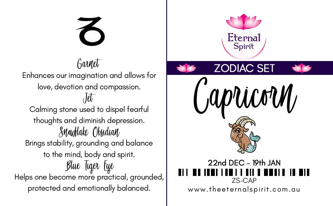 Tumbled crystals from Capricorn zodiac set, stones revealed — Eternal Spirit