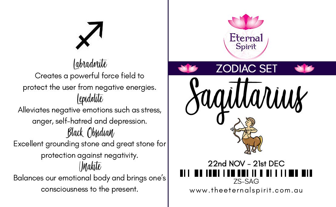 Tumbled crystals from Sagittarius zodiac set, stones revealed — Eternal Spirit