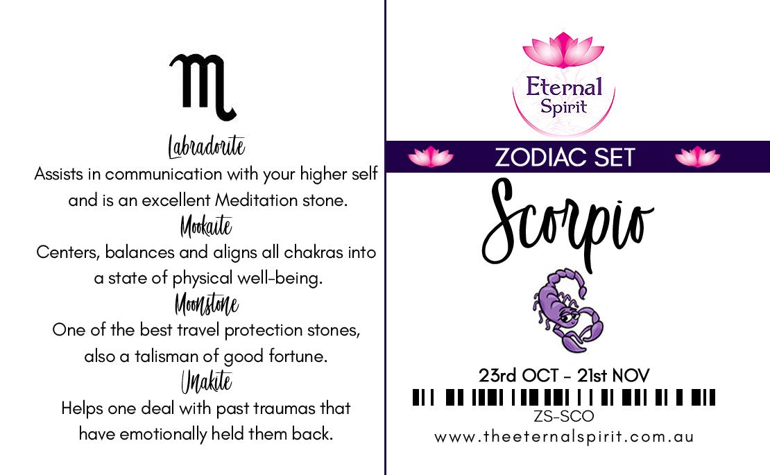 Tumbled crystals from Scorpio zodiac set, stones revealed — Eternal Spirit