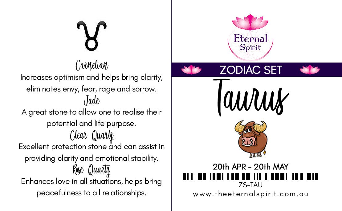 Tumbled crystals from Taurus zodiac set, stones revealed — Eternal Spirit