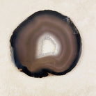 Agate crystal slice 14.5cm, natural brown and black bands around a white centre, from above — Eternal Spirit