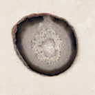 Agate crystal slice 11cm, natural grey and white bands with a lacy crystal centre, from above — Eternal Spirit