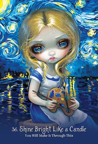 Alice the Wonderland Oracle, Shine Bright Like a Candle card with big-eyed Alice painting by starry — Eternal Spirit
