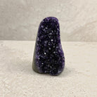 Base cut amethyst crystal 11.5cm, tall rounded arch of purple crystals, front view — Eternal Spirit
