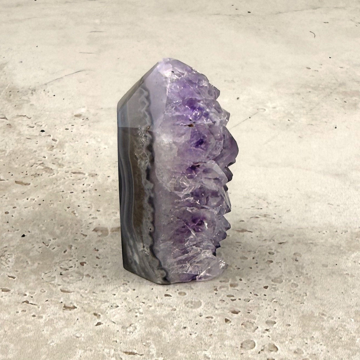 Amethyst crystal tower 5cm, half raw and half polished, polished side — Eternal Spirit