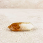 Heated citrine crystal wand 9cm, warm amber end meeting a milky white end, side view — Eternal Spirit