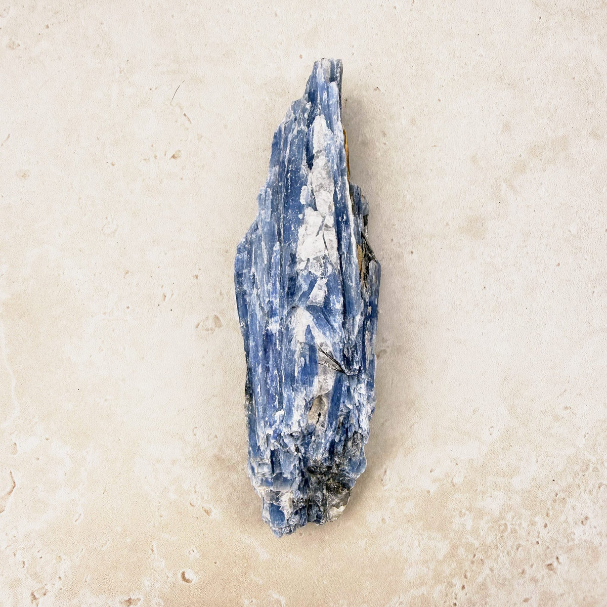 Blue kyanite natural crystal blade 11.5cm, streaky blue blades, viewed lengthways — Eternal Spirit
