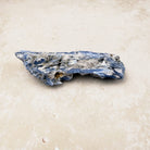 Blue kyanite natural crystal blade 10cm, blue blades with grey streaks, lying flat — Eternal Spirit