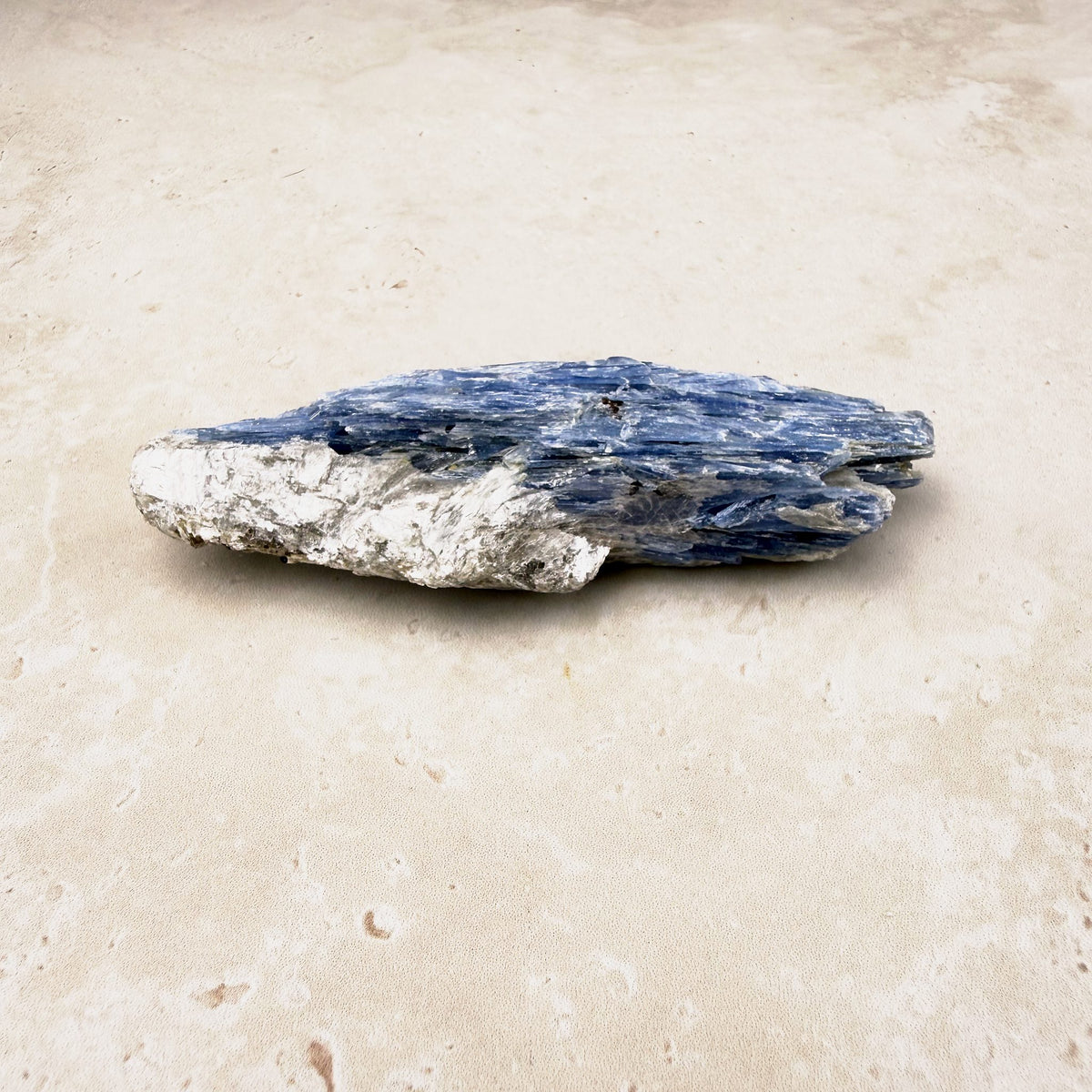 Blue kyanite natural crystal blade 10.5cm, blue blades with a pale matrix end, lying flat — Eternal Spirit