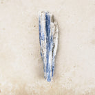 Blue kyanite natural crystal blade 8cm, streaky blue and white blade, viewed lengthways — Eternal Spirit