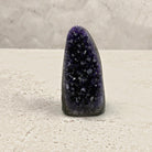 Base cut amethyst crystal 8cm, slim bullet shape of purple crystals, front view — Eternal Spirit