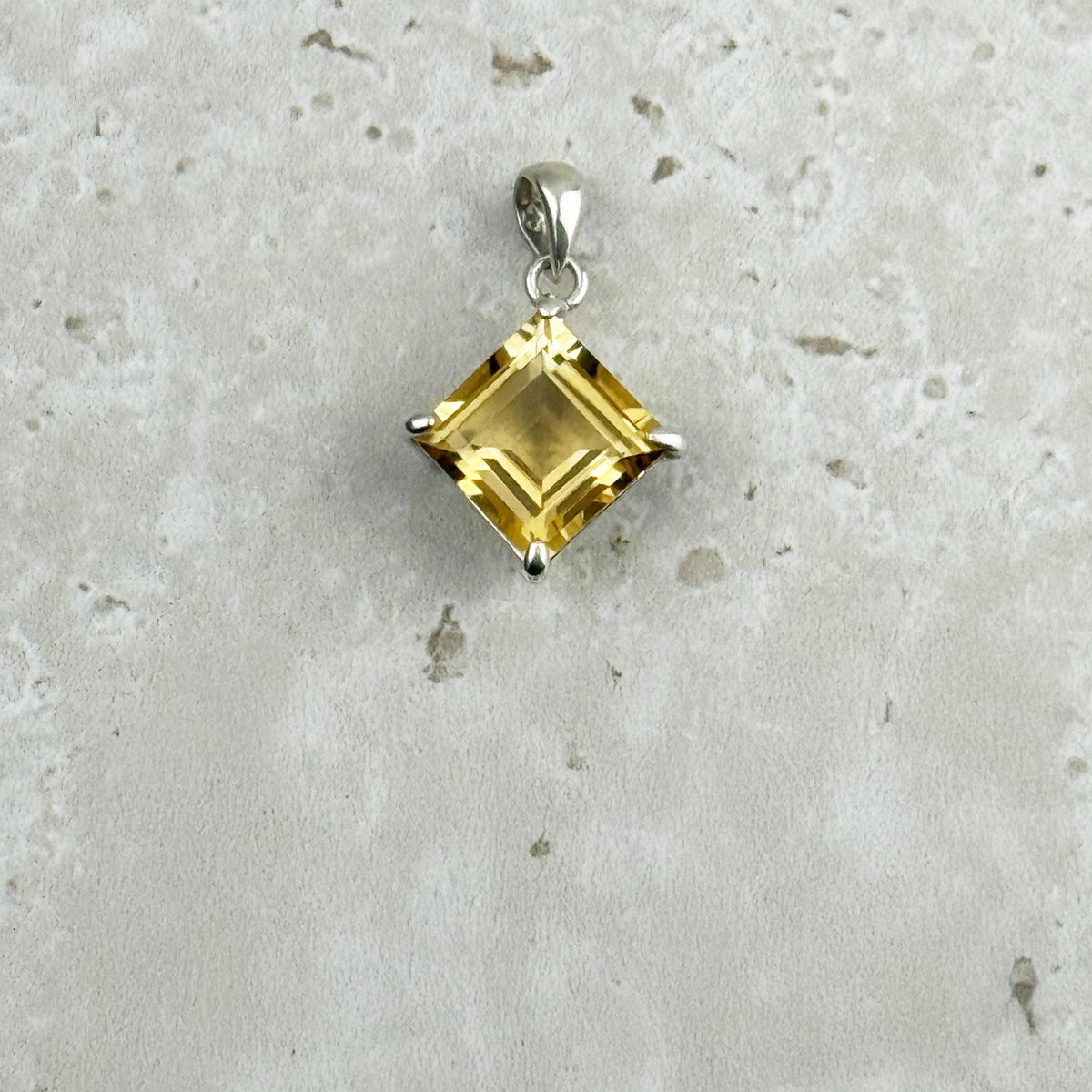 Citrine Square Cut Sterling Silver Pendant — Eternal Spirit