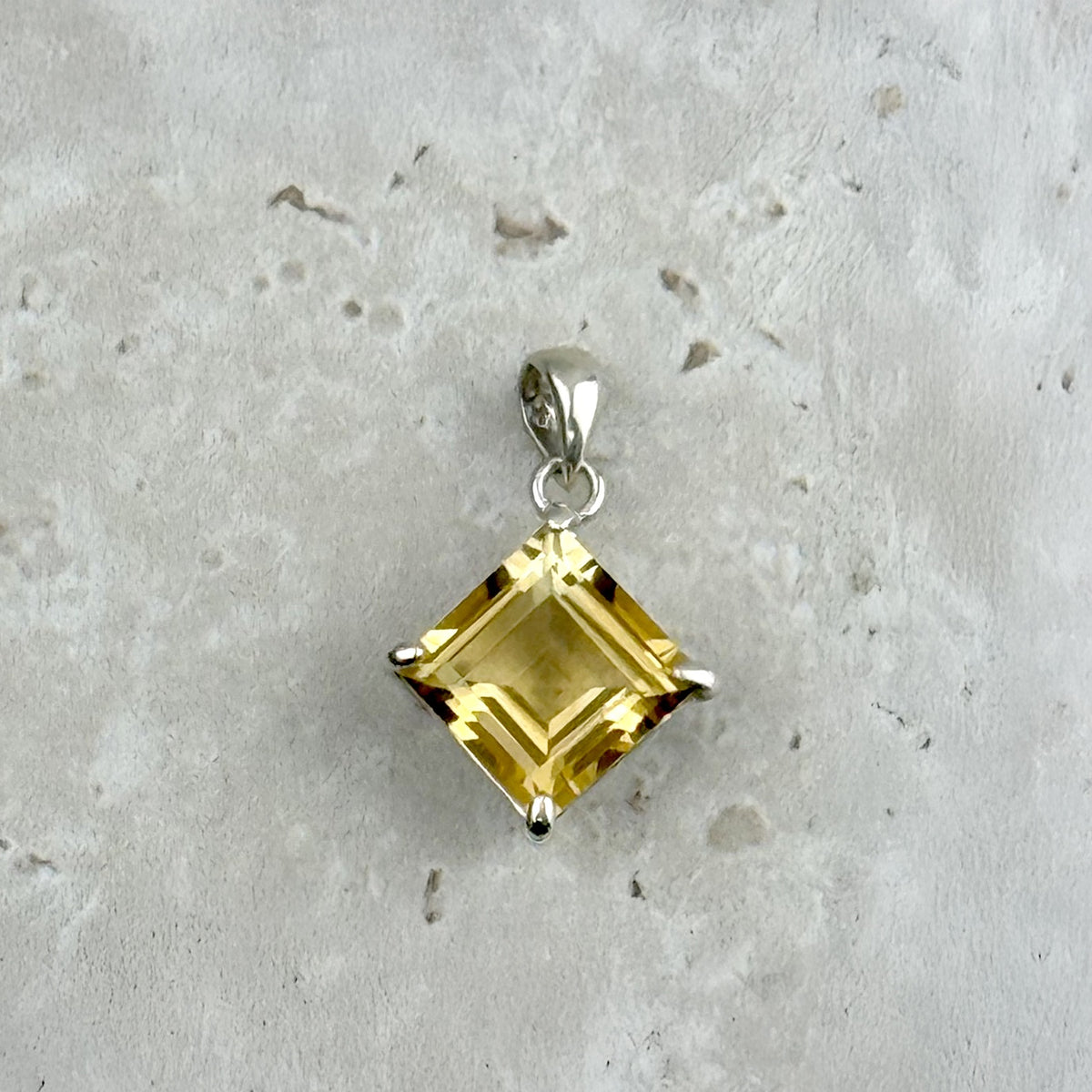 Citrine Faceted Oval Sterling Silver Pendant, 2.5 × 1.5 × 1cm, alternate angle — Eternal Spirit