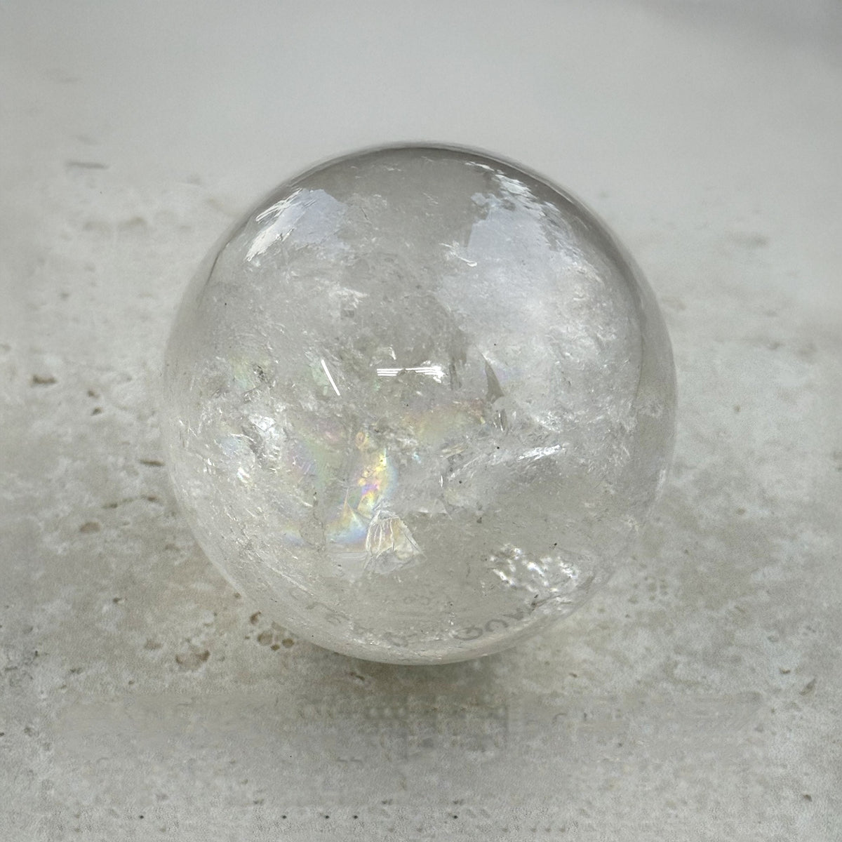 Clear Quartz Crystal Sphere, 6 x 6 x 6cm, alternate angle — Eternal Spirit