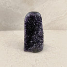 Base cut amethyst crystal 17.5cm, slim column of dark purple crystals, front view — Eternal Spirit