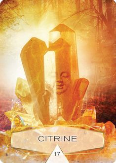 The Crystal Spirits Oracle deck, Citrine card with golden crystal illustration and warm honey tones — Eternal Spirit