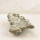Cubic pyrite crystal cluster 19cm, brassy cubes crowding the top, side view — Eternal Spirit