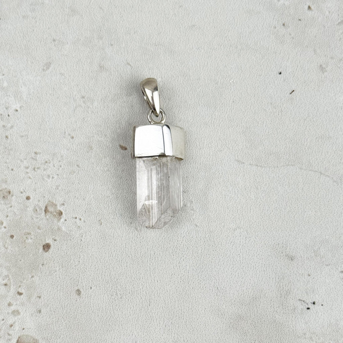 Danburite Natural Shard Sterling Silver Pendant, detail view — Eternal Spirit
