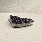 Amethyst crystal cluster 16cm, low flat cluster of very dark purple crystals, side view — Eternal Spirit