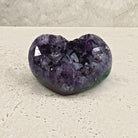 Amethyst crystal heart 9.5cm, large glossy crystals, front view — Eternal Spirit
