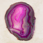 Dyed pink agate crystal slice 19cm, flowing pink and grey bands, viewed from above — Eternal Spirit