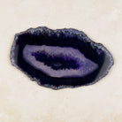 Dyed purple agate crystal slice 13.5cm, oval of purple and lilac bands, viewed from above — Eternal Spirit