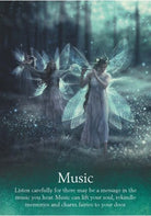 Oracle Of The Fairies deck, Music card with fairy playing violin amid glowing pink flowers — Eternal Spirit