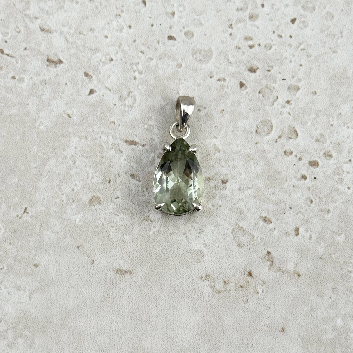 Green Amethyst Faceted Teardrop Sterling Silver Pendant Small — Eternal Spirit