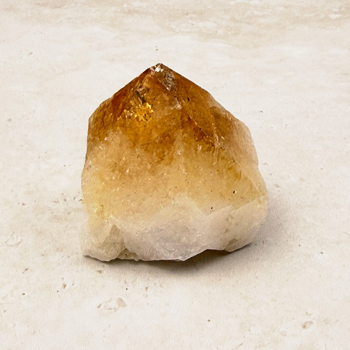 Heated citrine base cut crystal 5cm, honey point with a broad white base, other side — Eternal Spirit