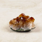 Heated citrine crystal cluster 8cm, deep amber points over a pale quartz base, side view — Eternal Spirit