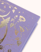 Dreamy Moons diary, corner of the Lavender cloth cover with gold foil flowers — Eternal Spirit