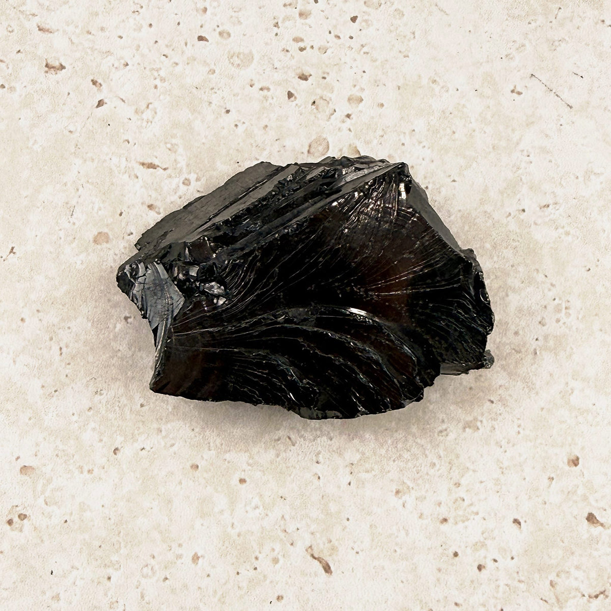 Layered elite shungite rough crystal 6cm, shiny black faces from another angle — Eternal Spirit