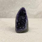 Base cut amethyst crystal 12cm, tall arch of glittering purple crystals, front view — Eternal Spirit