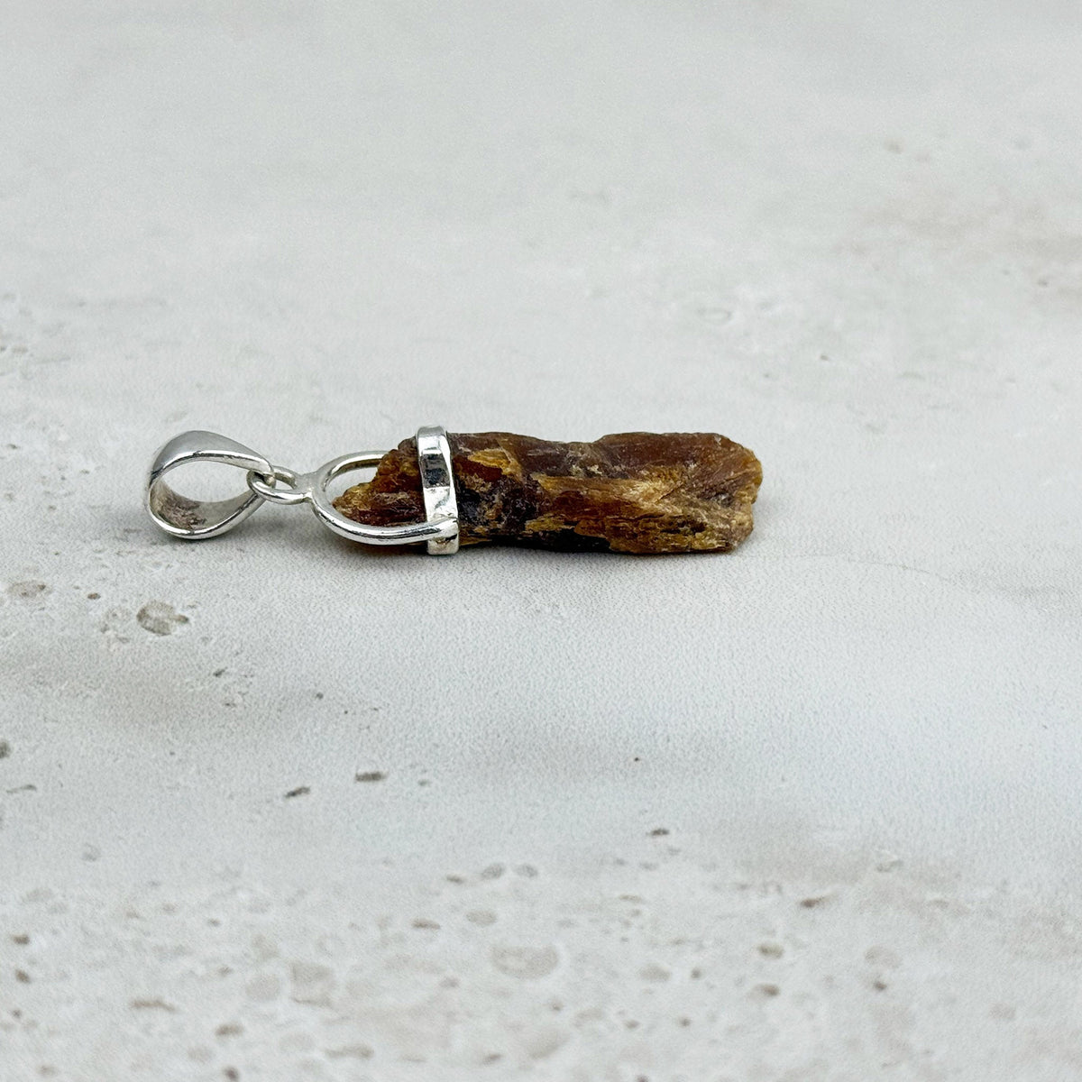 Orange Kyanite Natural Sterling Silver Pendant, alternate angle — Eternal Spirit