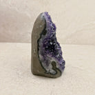 Base cut amethyst crystal 15cm, swirled grey and white banding on the shell, side view — Eternal Spirit