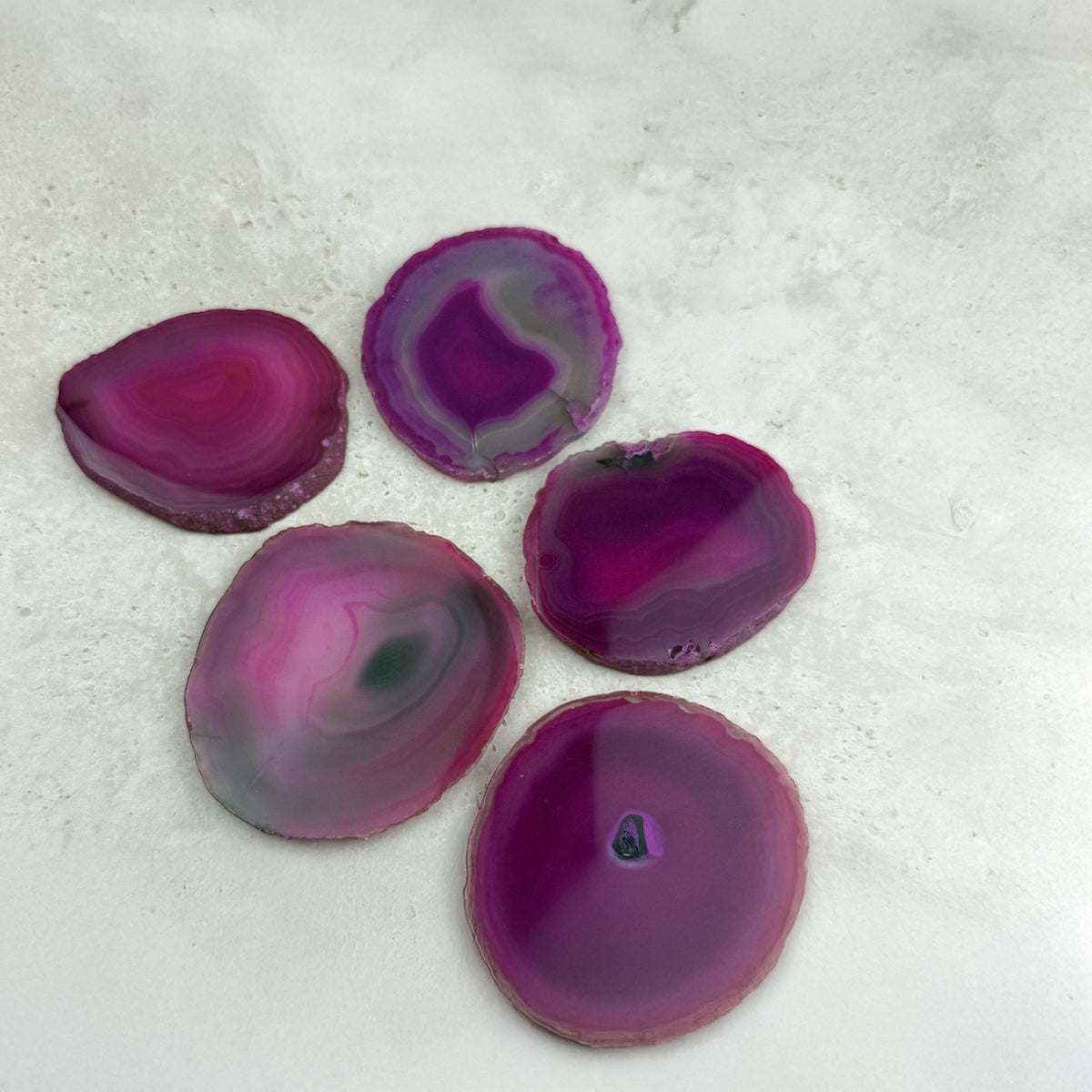 Pink Agate Crystal Slice, 8 × 7 × 0.5cm — Eternal Spirit