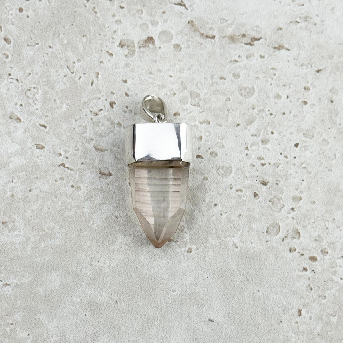 Pink Lemurian Quartz Natural Point Sterling Silver Pendant 3cm — Eternal Spirit