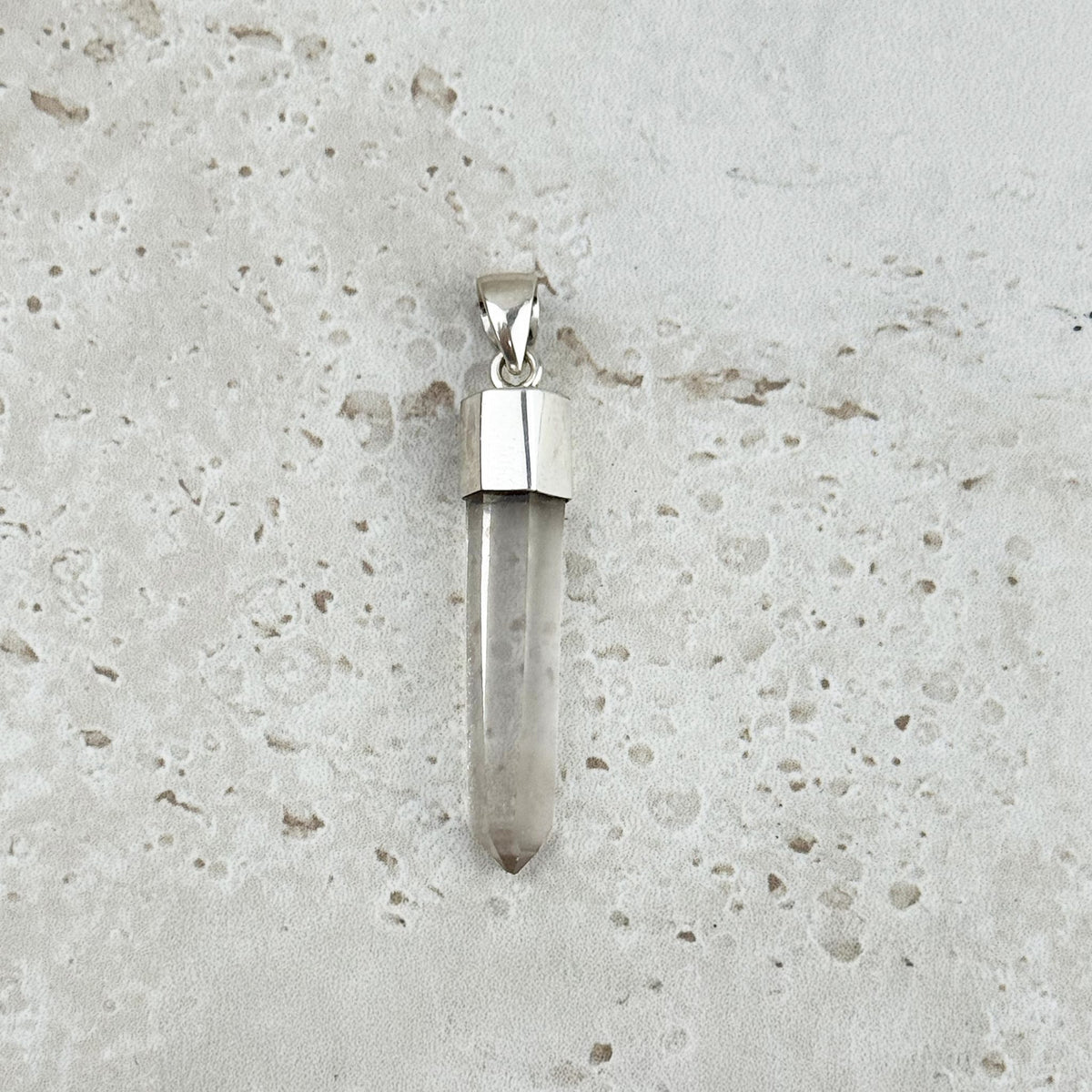 Pink Lemurian Quartz Natural Point Sterling Silver Pendant 4cm — Eternal Spirit