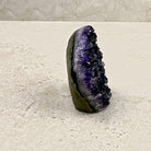 Base cut amethyst crystal 6.5cm, round flat slice, side profile — Eternal Spirit