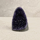 Base cut amethyst crystal 10.5cm, egg shape with sparkling purple crystals, front view — Eternal Spirit