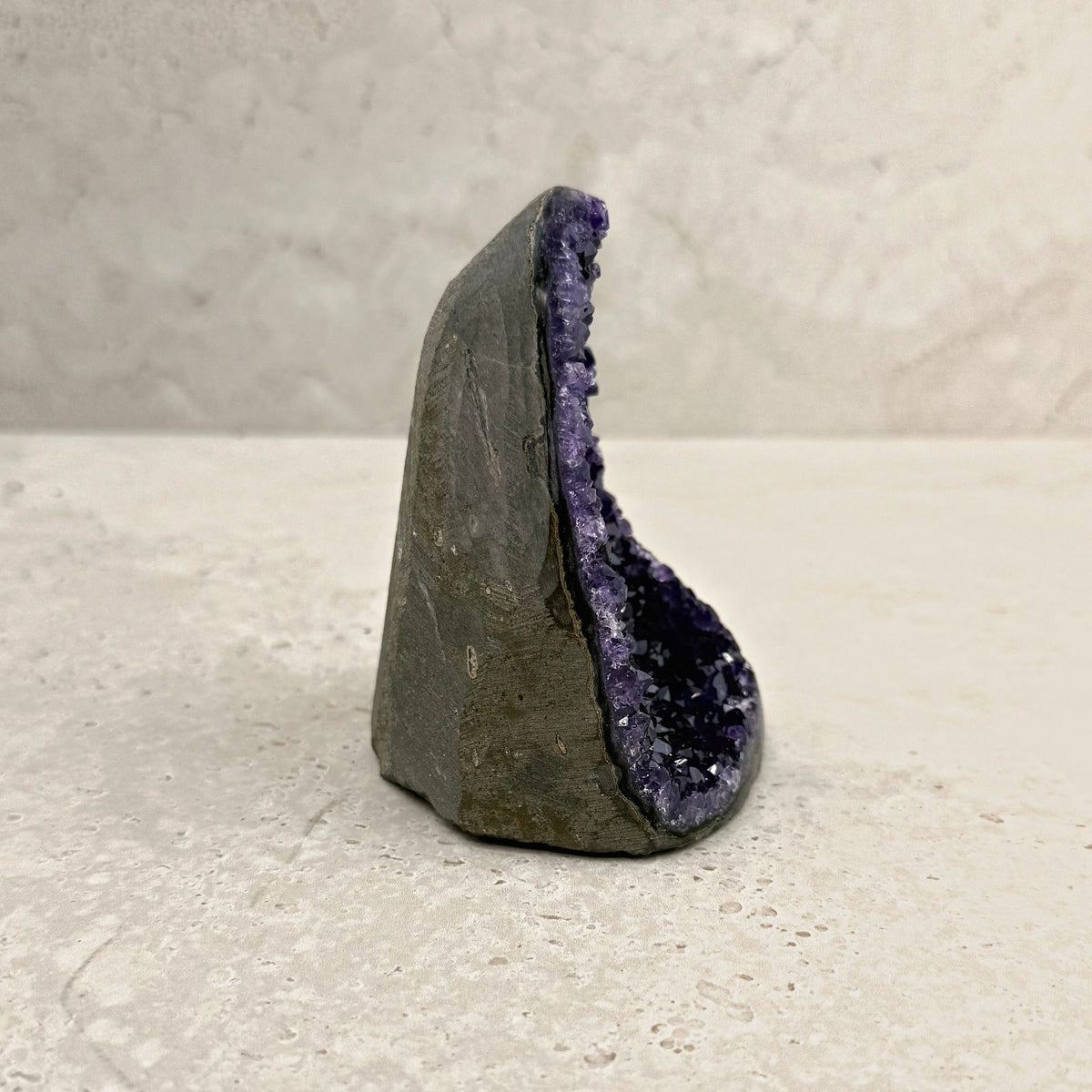 Base cut amethyst crystal 10.5cm, egg shape, side profile — Eternal Spirit
