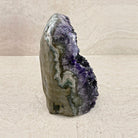 Base cut amethyst crystal 18cm, swirled grey and white banding on the shell, side view — Eternal Spirit