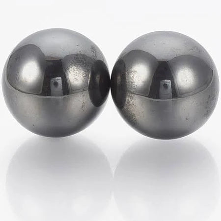 silvery metallic Hematite magnetic sphere, close-up of natural texture — Eternal Spirit