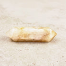Slender heated citrine crystal wand 8.5cm, its paler milky white side, double-pointed — Eternal Spirit