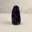 Base cut amethyst crystal 9.5cm, slim column of deep purple crystals, front view — Eternal Spirit