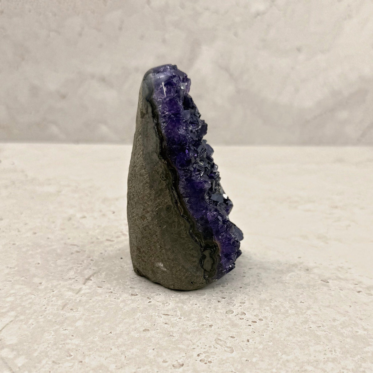 Base cut amethyst crystal 9.5cm, slim column, side profile — Eternal Spirit