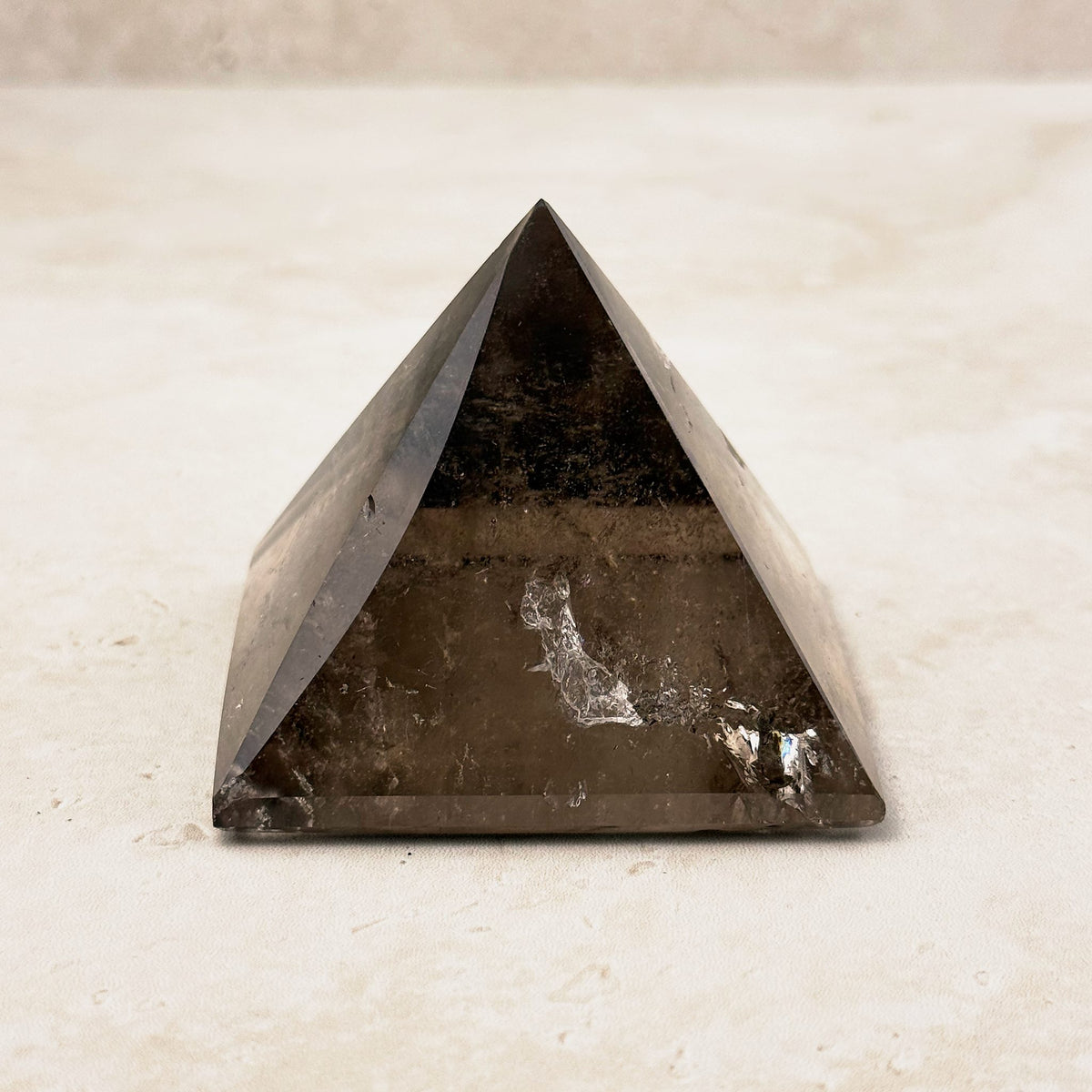 Smoky quartz crystal pyramid 6.5cm, smoky brown with a clear patch near the base, other face — Eternal Spirit
