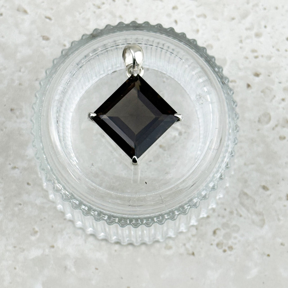 Smoky Quartz Square Cut Sterling Silver Pendant — Eternal Spirit