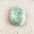 Streaked amazonite crystal soap stone 5cm, sea green with pale streaks, lengthways view — Eternal Spirit